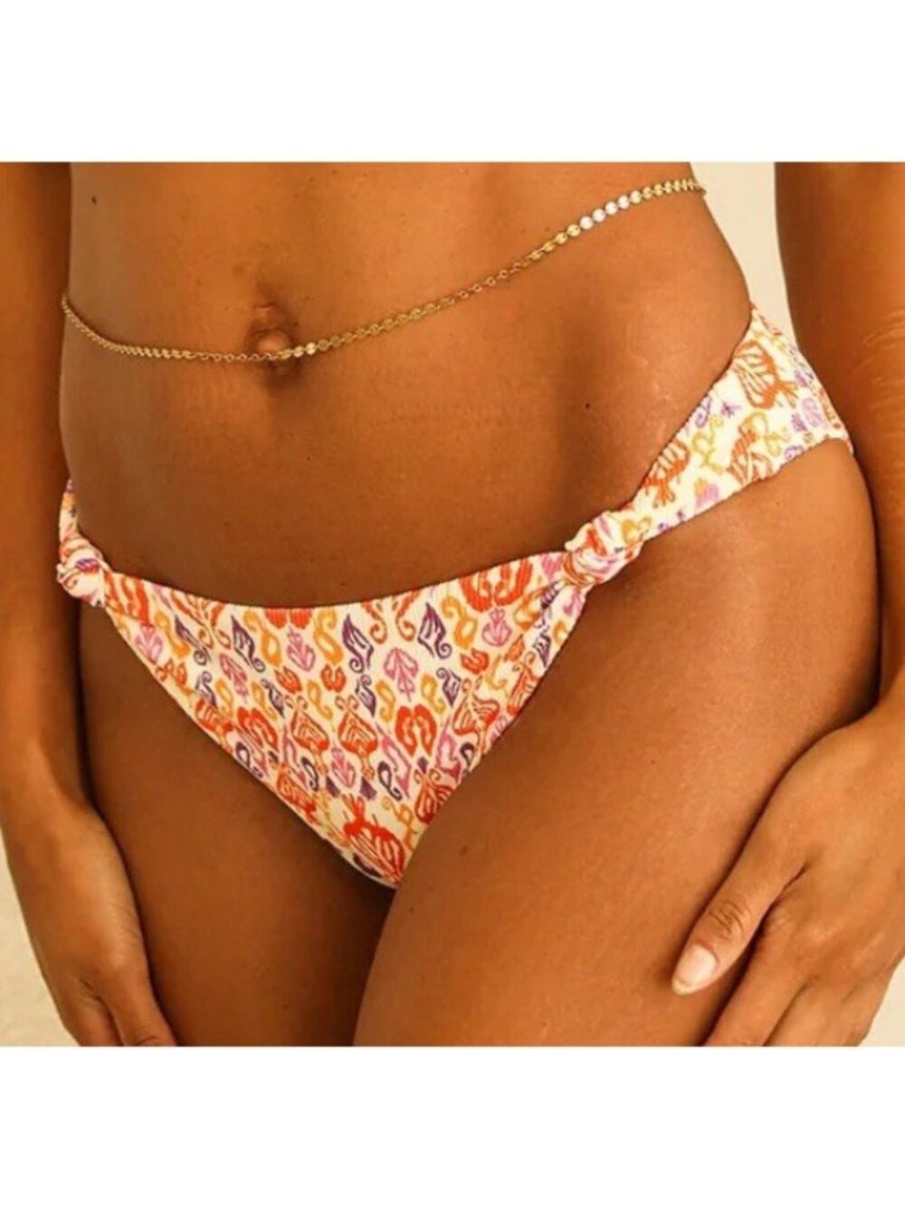 Dippin Daisys Quinn Knotted Cheeky Swim Bikini Bottom Size L Seamless New